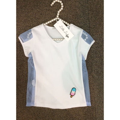 Little Lady Blue Netted Top - T-Shirts & Tops