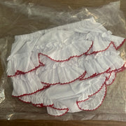 Sarah Louise White & Red Frilly Cotton Knickers