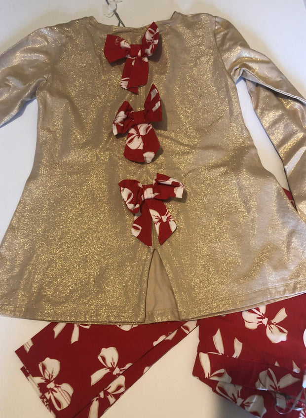 A Dee Netty Red Bow Gold Tunic Set W173524