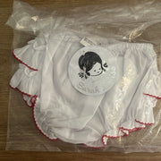 Sarah Louise White & Red Frilly Cotton Knickers