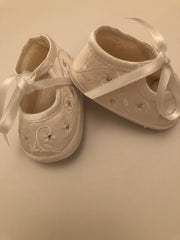 Sarah Louise White Diamante Christening Shoes 004410