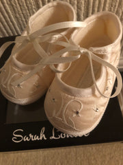 Sarah Louise White Diamante Christening Shoes 004410