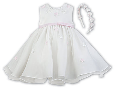 Sarah Louise Ivory and Pink Special Occasion Dress & Headband 070054