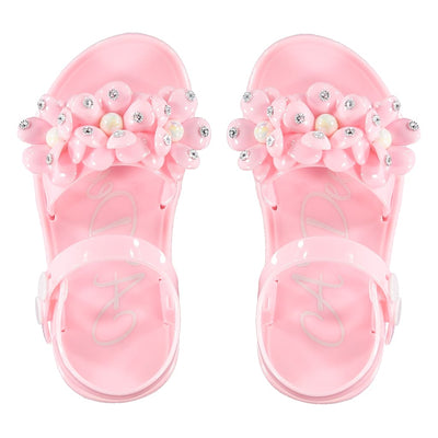 A Dee Pink Flower Jelly Sandals - Shoes