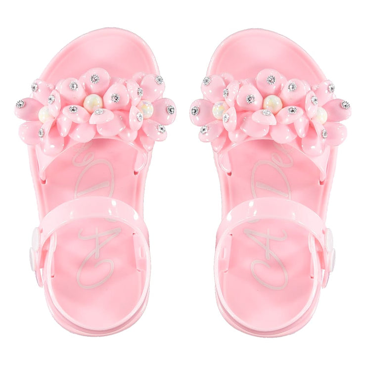 A Dee Pink Flower Jelly Sandals - Shoes