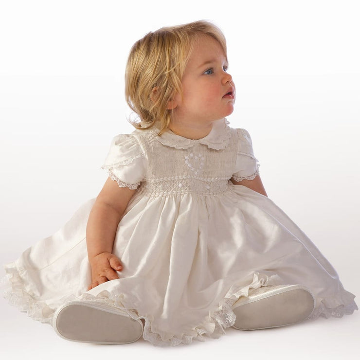 Little Darlings Bs9009 Silk Amelia Christening Dress Bloomers - Christening Dress