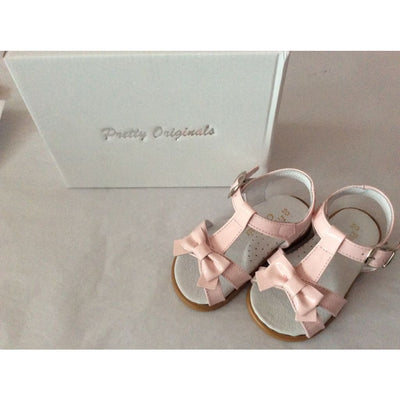 Pretty Originals Pink Patent T-Bar Bow Sandals Up00459 - Shoes