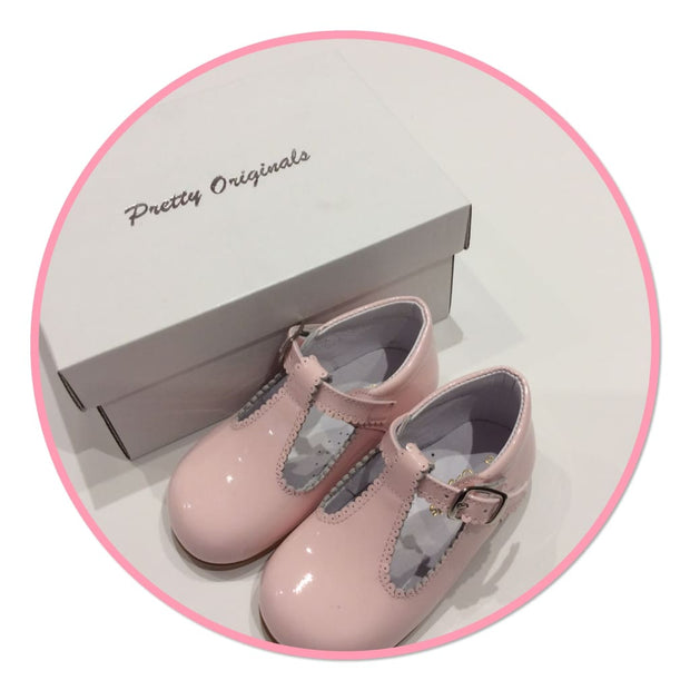 Pretty Originals T Bar Patent Pink Shoes Up465D - Shoes
