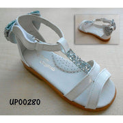 Pretty Originals White Patent Silver T-Bar Sandals Up00280 - Shoes