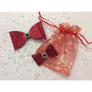 Red Glitter Diamanté Santa Christmas Hair Clip - Hair Accessories