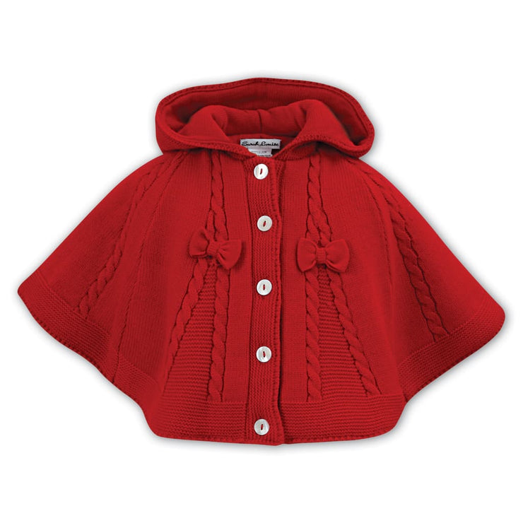 Sarah Louise Red Knitted Poncho 008061 - Poncho